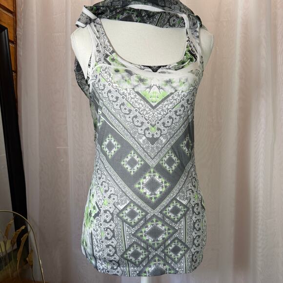 Energie Sheer Boho Tunic Tank Top Small Crochet Back Y2K Festival - Picture 2 of 13